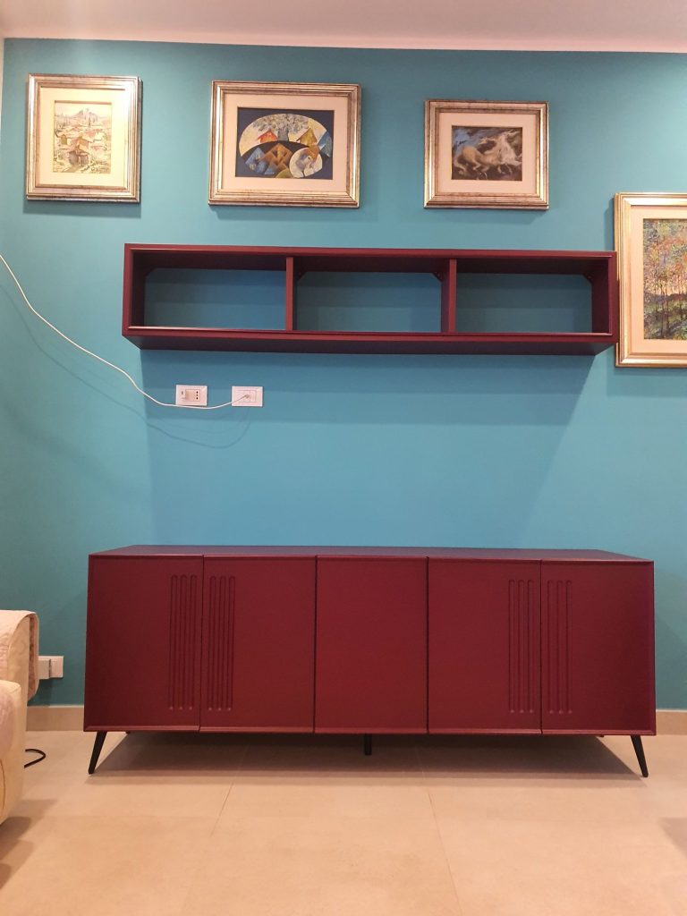 Mobile TV laccato su misura falegnameria Roma